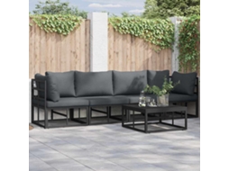 Vidaxl Conjunto De Sofá De Jardim 5 Unid. Preto Metal
