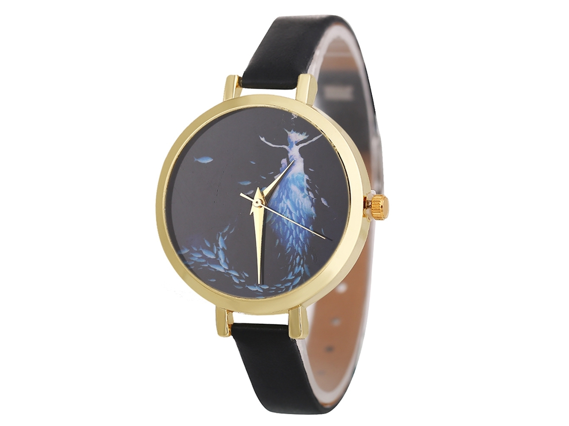 Relógio de Pulso Feminino Simples de Quartzo com Cinto de Couro Artificial Zhoulianfa Preto