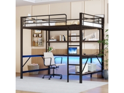 Cama Alta 140x200 Metálica com Led Usb Preta