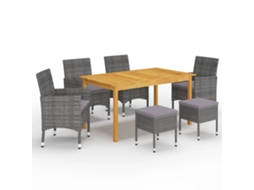 Conjunto De 7 Peças De Jantar Para Jardim Cinzento Dkd Home Decor