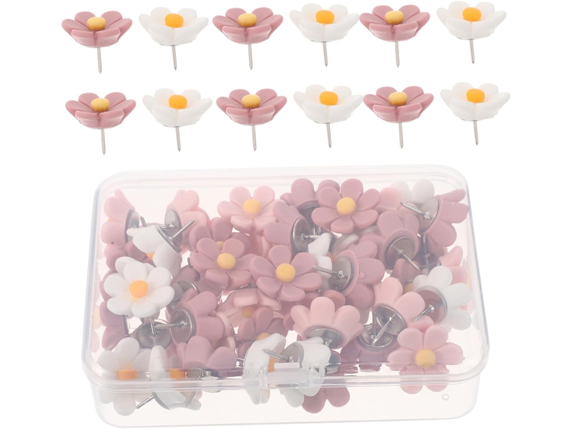 Nolitoy 50-tachinhas Com Desenho de Flores, Resina Durável e Metal Para Cortiça Quadros, Decoração Natural E Confiável