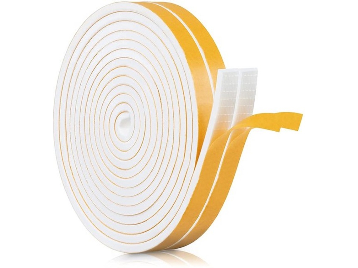 Tape De Aferrição Autocolante Para Portas E Janelas - Aferrição De Portas - Aferrição De Choque - Isolamento Acústico - 12x6mmx8m Branco