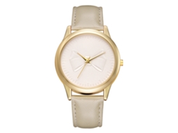 Relógio Feminino de Quartzo com Pulseira de Couro Pu Mostrador Redondo Branco