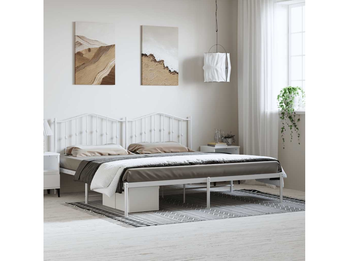 Estrutura De Cama Com Cabeceira 193x203 Cm Metal Branco