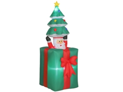 Decoração inflável de Natal com luzes LED, poliéster, interno e externo, vermelho e verde S/MARCA