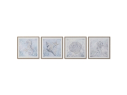 Pintura Home Esprit Azul Mediterrâneo Marinha 30 X 2,5 X 30 Cm (4 Unidades)