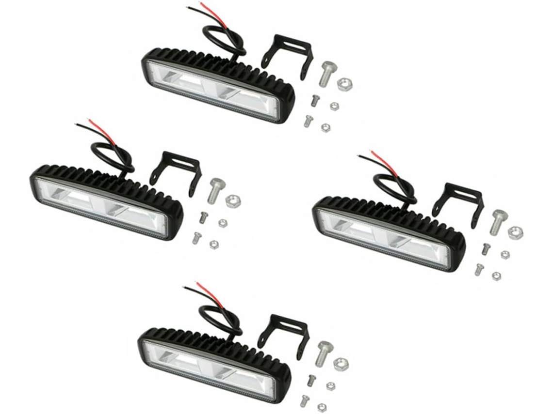 Barra De Luz Led De 48w, 16 Leds, 4 Peças, Iluminação À Prova D'água Em Alumínio E Policarbonato.