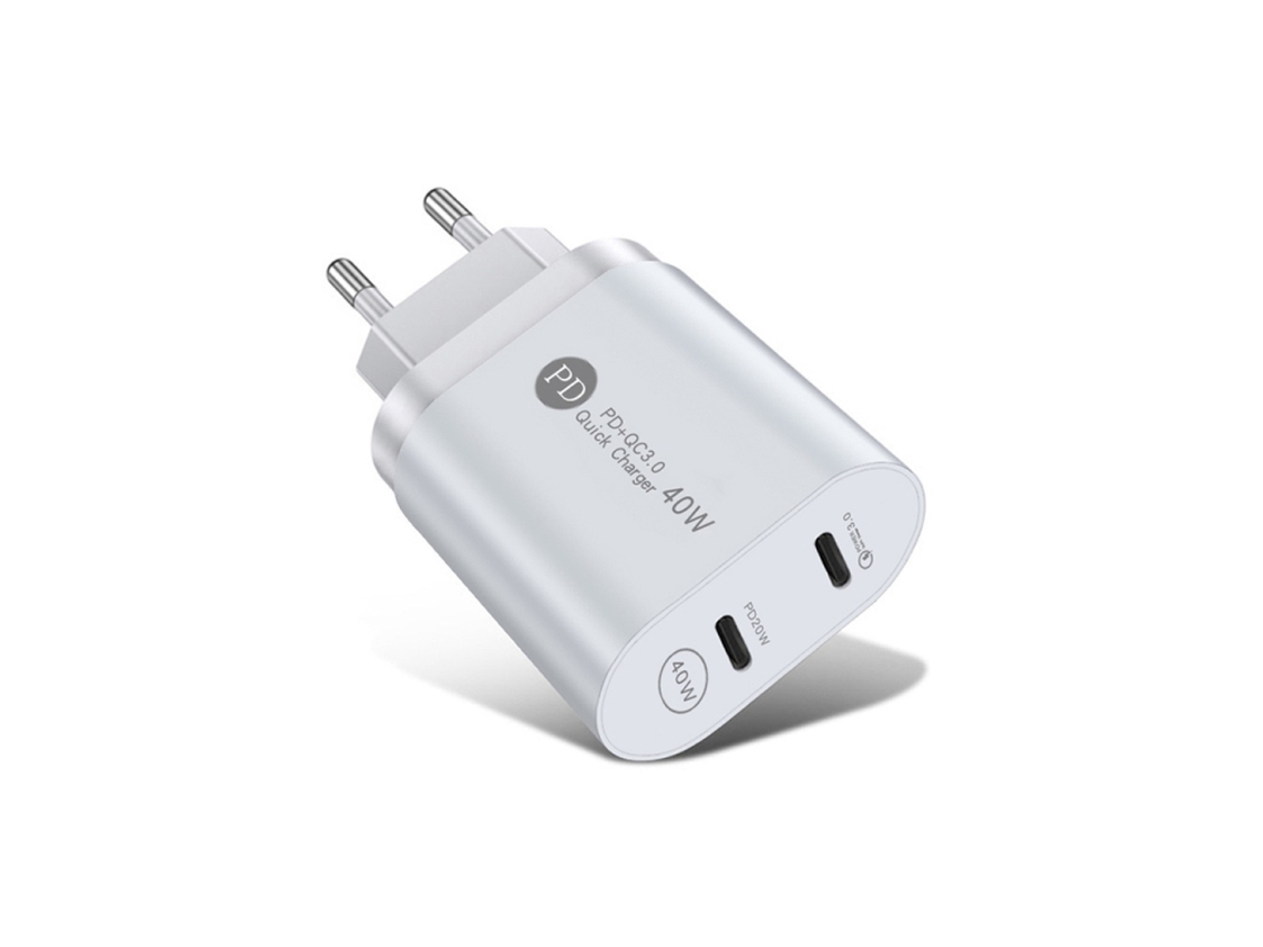 40w Porta Dupla Pd Usb C / Tipo C Carregador rápido para iPhone, iPad, plugue UE branco XIAOMOYU