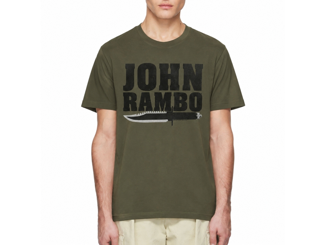 Rockinstone Rambo Movie Jonbo Solid Military Green Adult T-shirt Size:xl