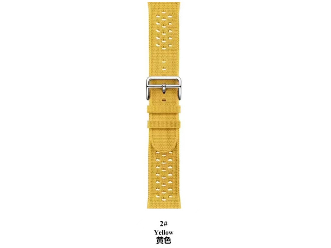 Pulseira Esportiva Amarela De Malha Com Fivela Para Apple Watch 38 40 41 42mm S9 S10 Ultra, Pulseira De Nylon Respirável