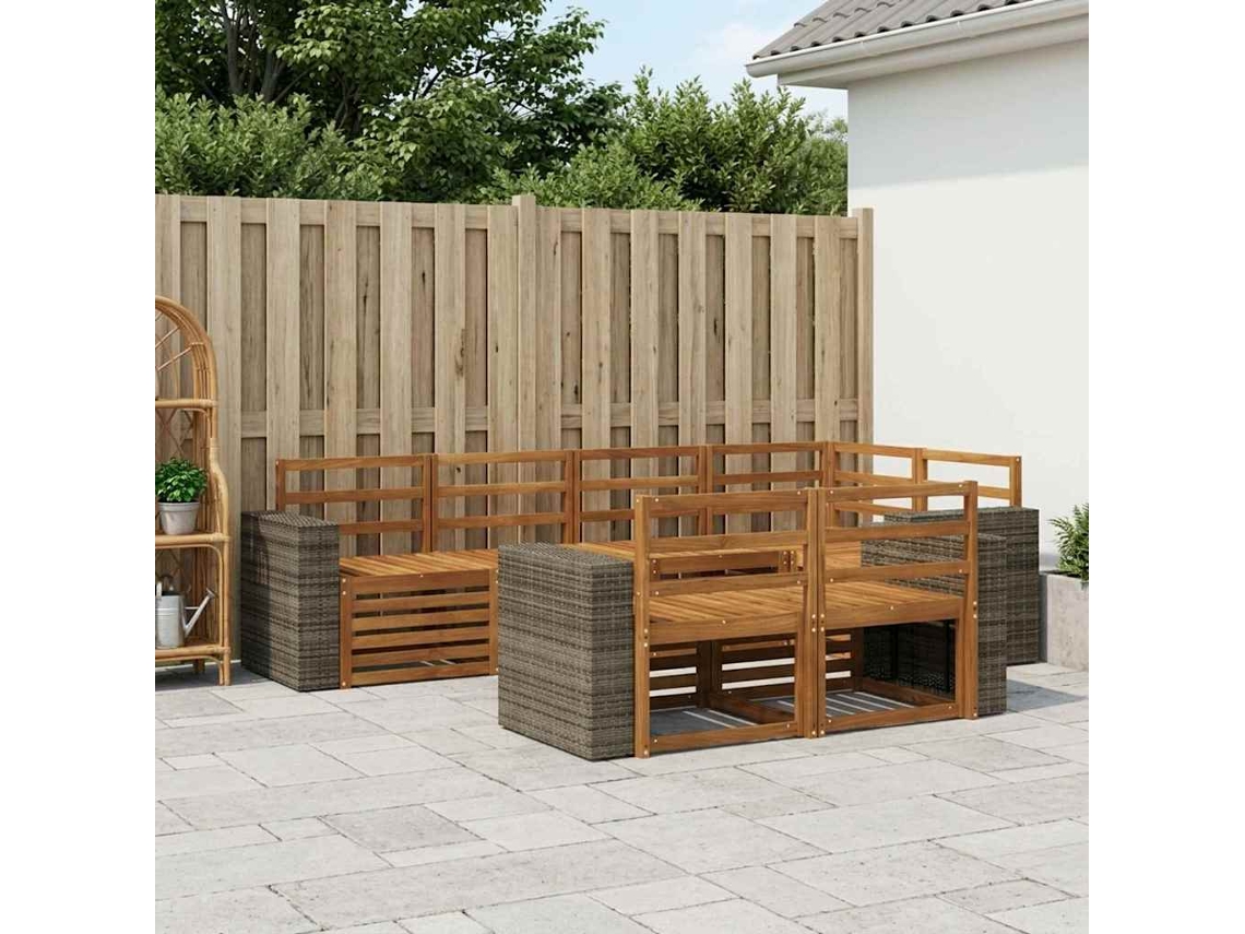 Vidaxl Conjunto De Sofás Para Exterior 7 Unid. Natural Poliéster
