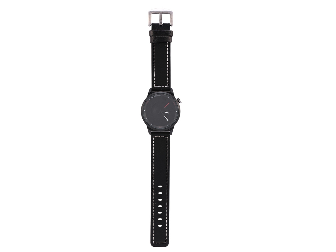 Reloj Analógico De Cuarzo Para Hombres Pulsera Pu Negro Moda