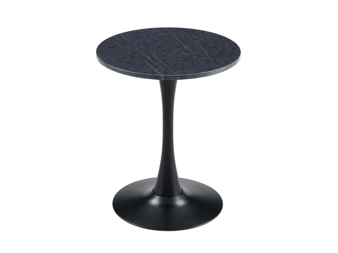 Mesa lateral redonda 60cm MDF, estilo mármore PAPRIKA