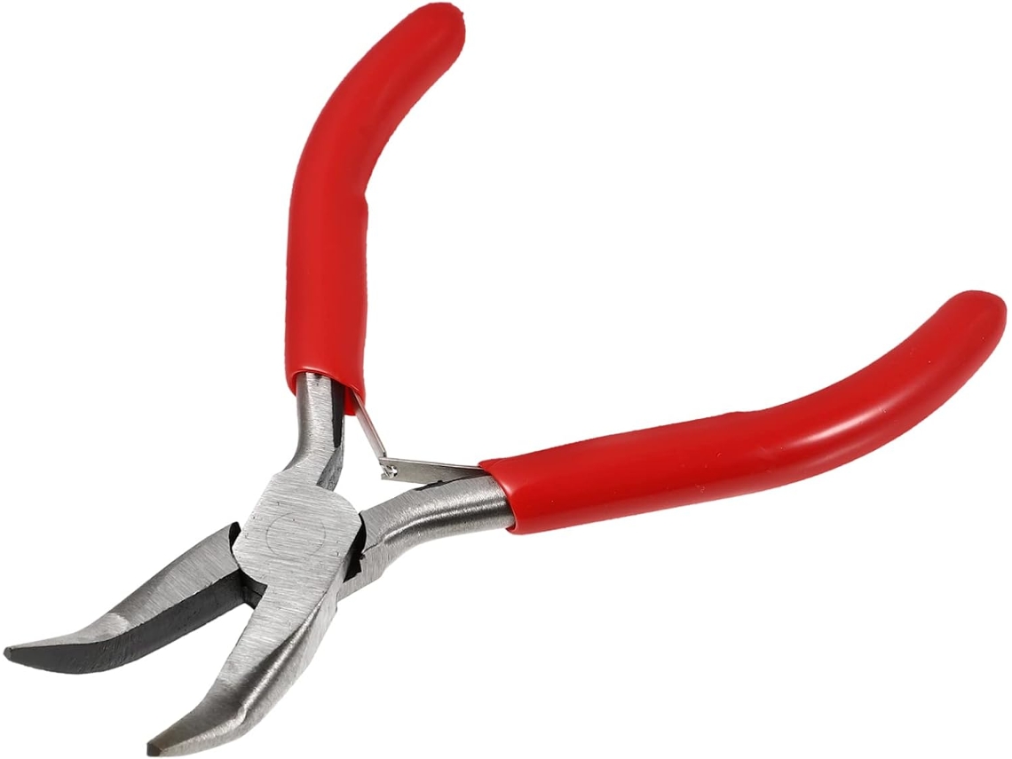Alicate De Bico Angular Para Joalheiros De 5 Polegadas Em Aço Carbono Vermelho | Ferramenta