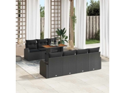 Vidaxl Conjunto De Sofá De Jardim Com Almofada 8 Pcs Preto