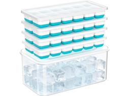 Forma De Gelo Com Tampa, Pacote Com 4 Unidades, 48​​ Cubos, Forma De Silicone Empilhável Com Caixa Armazenamento, Livre De Bpa, 19 X 7, 5 X 2, 5 Cm