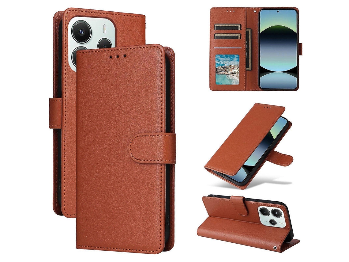 Capa Multifuncional De Couro Com 3 Compartimentos Para Cartões Para Redmi Note 14 4g 164,84 Mm