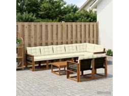 Vidaxl Conjunto De Sofás Para Exterior 9 Pcs Natural E Creme