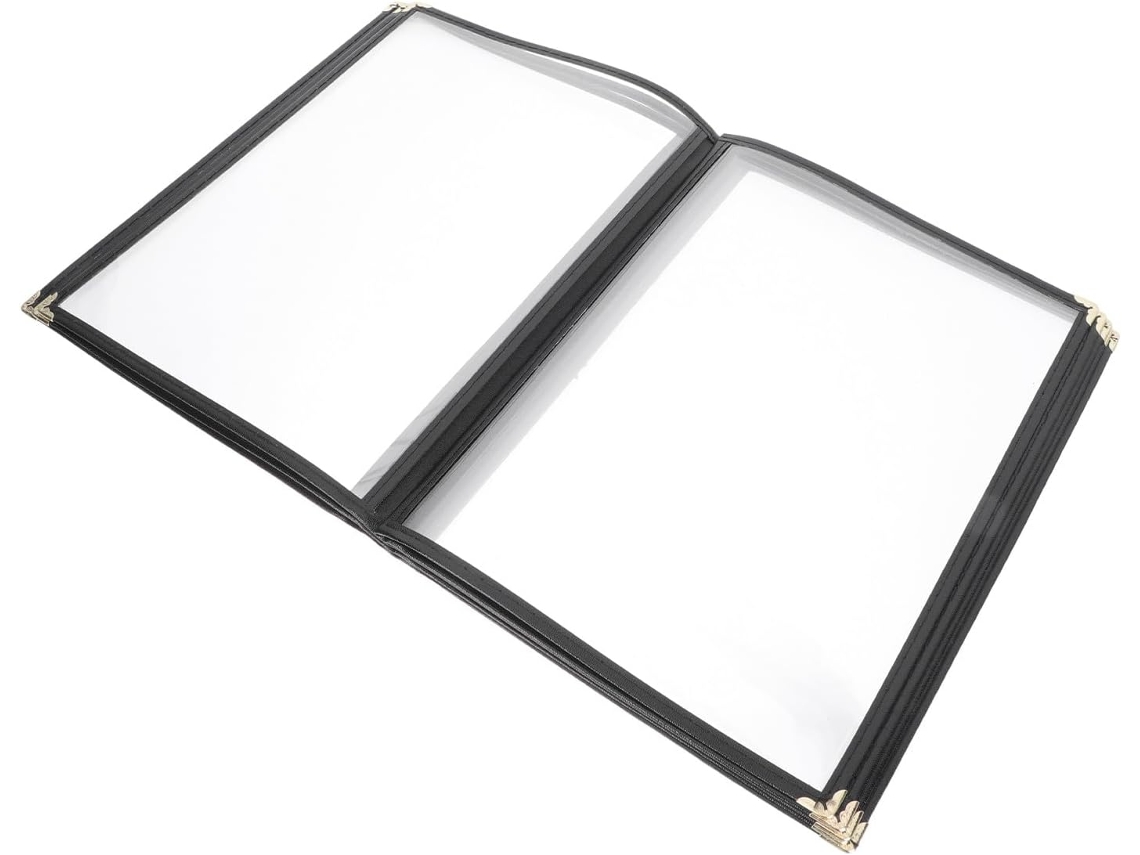 Capa Protetora Preta Em Pvc Cardápio A4, Pasta Prática Restaurantes E Hotéis Que Protege Contra Água, Óleo E