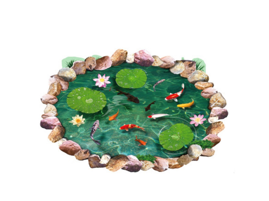Adesivos de parede estéreo 3D Baok com lótus e lago de peixes para decoração residencial e comercial Ay9260