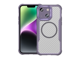 Capa Transparente Para Iphone 13 - Textura De Fibra De Carbono - Magsafe