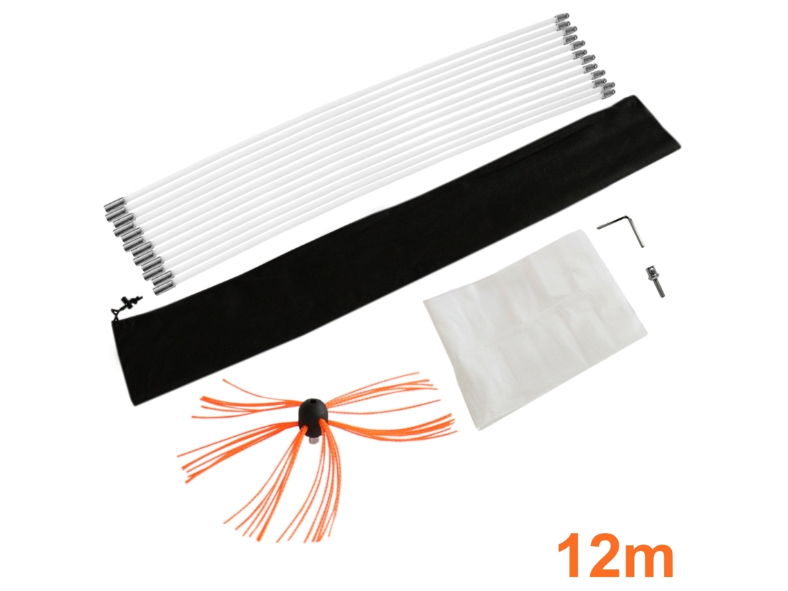 Metaescova Limpador De Chaminés Escova Nylon 12m Kit Flexível 12 Hastes Monstershop