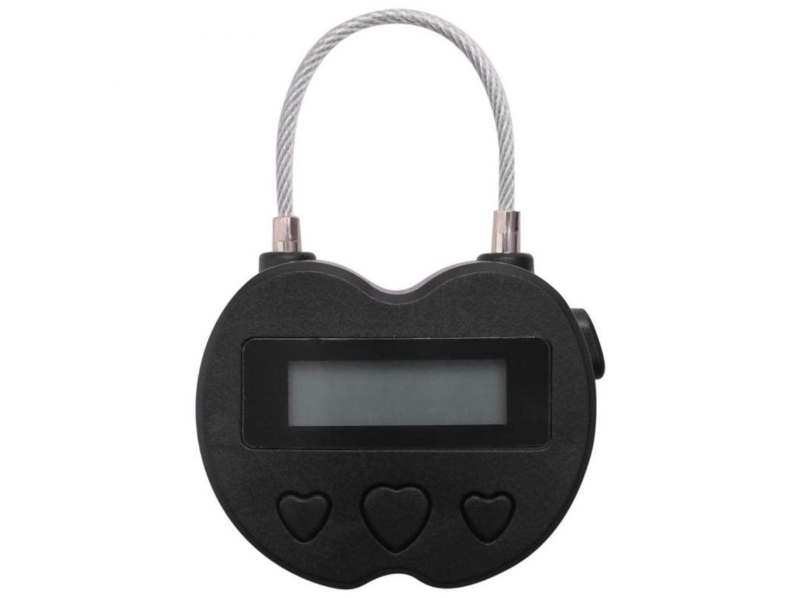 Candado Temporizador Inteligente LCD Recargável USB 99h59m, 30g, ABS, Viagem, Segurança Preto S/MARCA