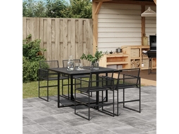 Pcs Conjunto De Jantar P/ Jardim Vime Pe Preto Dkd Home Decor