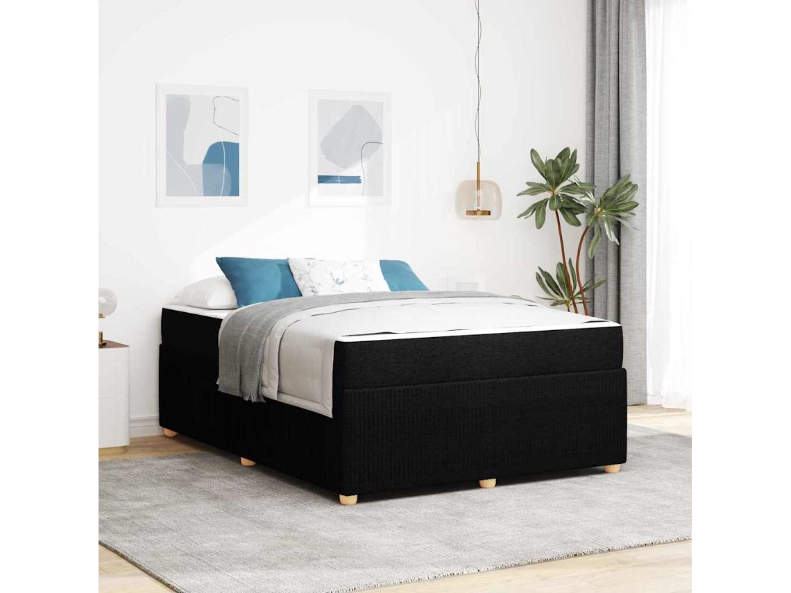 Vidaxl Estrutura da Cama com Colchão Preto 160 X 200 Cm Tecido