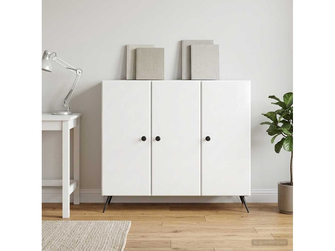 Vidaxl Buffet Branco Brilhante 89 X 34,5 X 80 Cm Derivados De Madeira