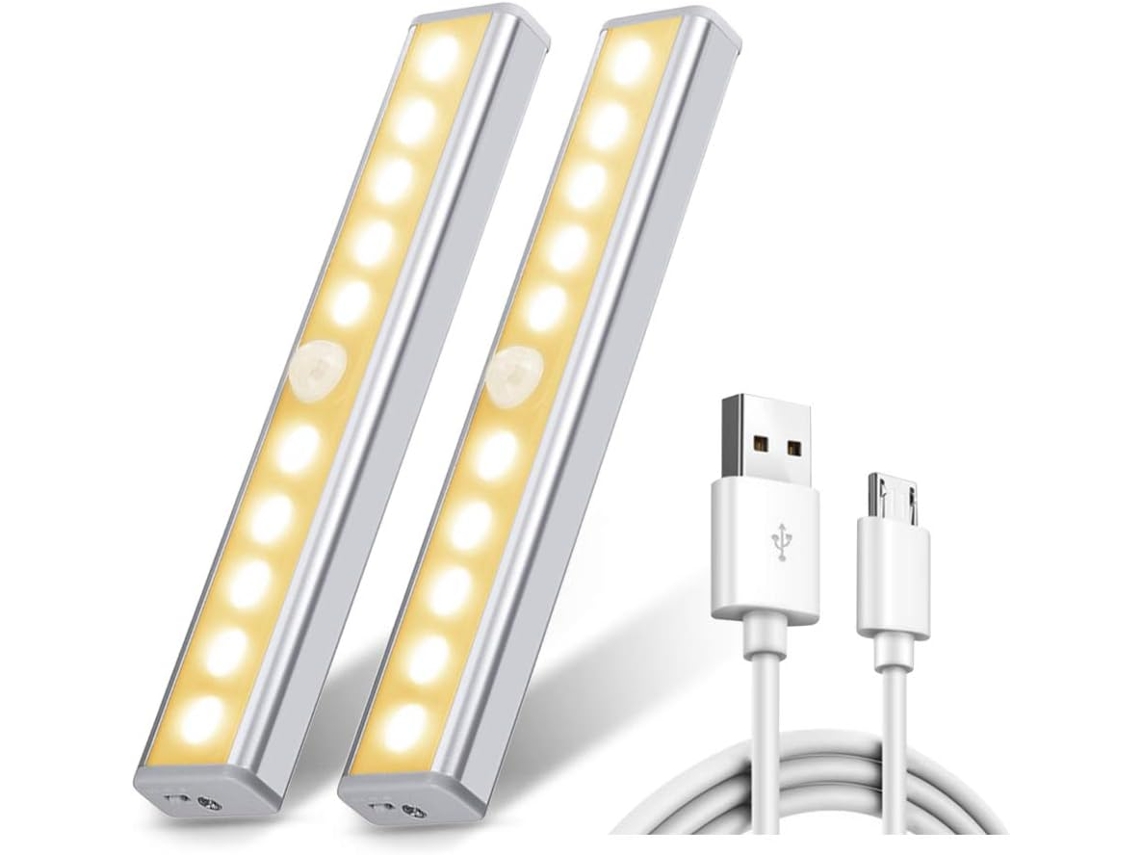 Conjunto de 2 Luzes Led 10 Leds, Sem Fio, Recarregáveis​​ Via Usb, Magnéticas, Moti BRILVIBERA
