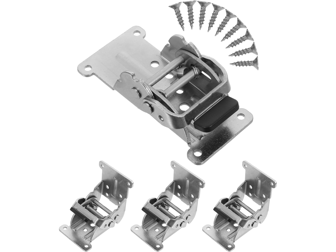 Dobradiças Dobráveis Reforçadas Em Aço Inoxidável, Conjunto De 4 Peças, Com Mecanismo De Travamento Automático, 0° 90°