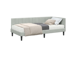Conjunto de 2 Estruturas de Cama de Canto com Colchão Cinzento Claro MAISON EXCLUSIVE (não especificado)