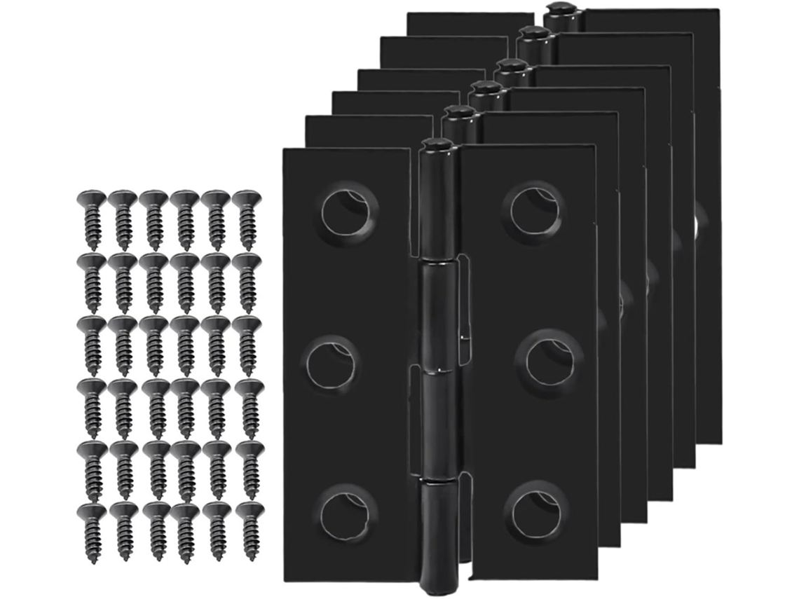 Conjunto De 12 Dobradiças Planas Em Aço Inoxidável Para Portas, Janelas, Armários, Estantes, Caixas De Madeira E Móveis