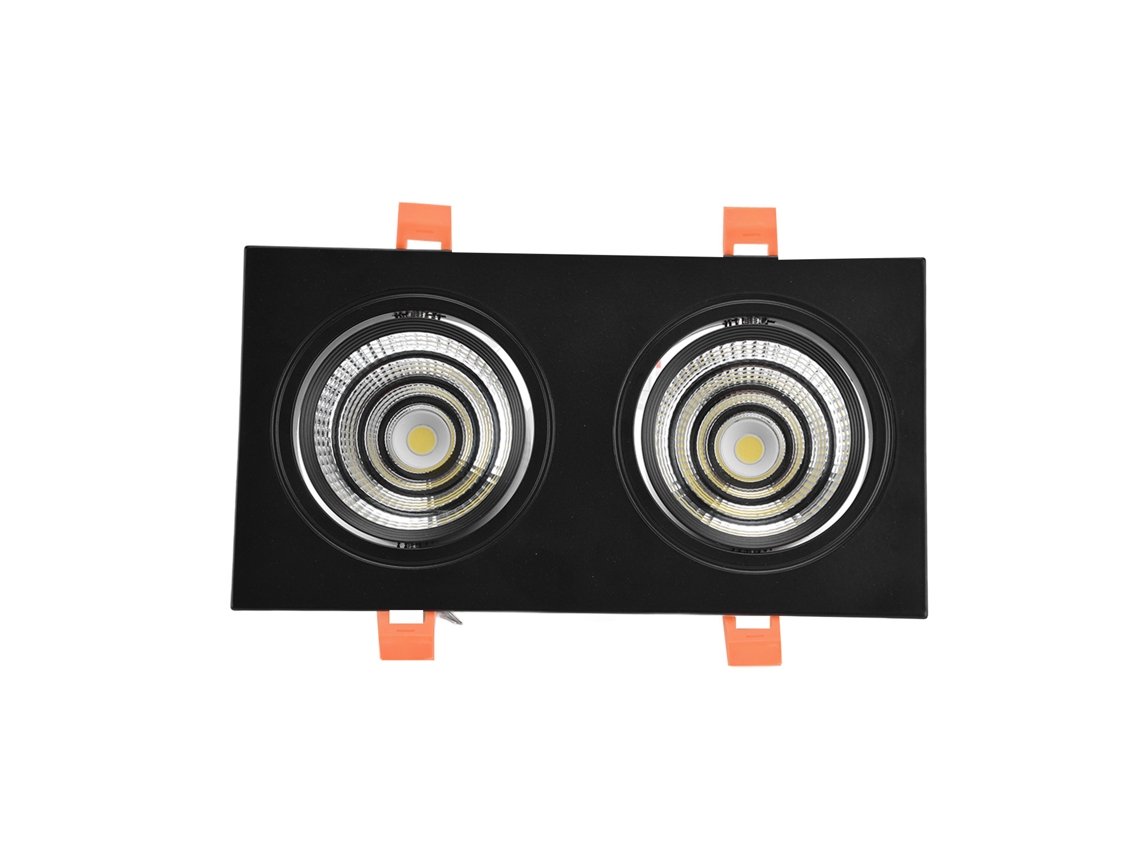 Luz De Teto Embutida Led De Duas Cabeças Ângulo Ajustável Cob Retangular 100‑264v Com Driver