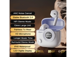 Fones de Ouvido Sem Fio com Bluetooth, Áudio e Microfone Integrados e Visor de Led. MDUG (roxo)