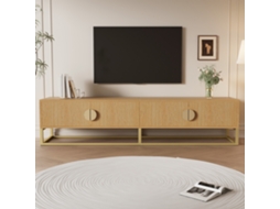 Móvel para TV KOMHTOM em Madeira com 4 Portas, Puxadores Semi circulares, 180x40x40 cm, Armazenamento Moderno