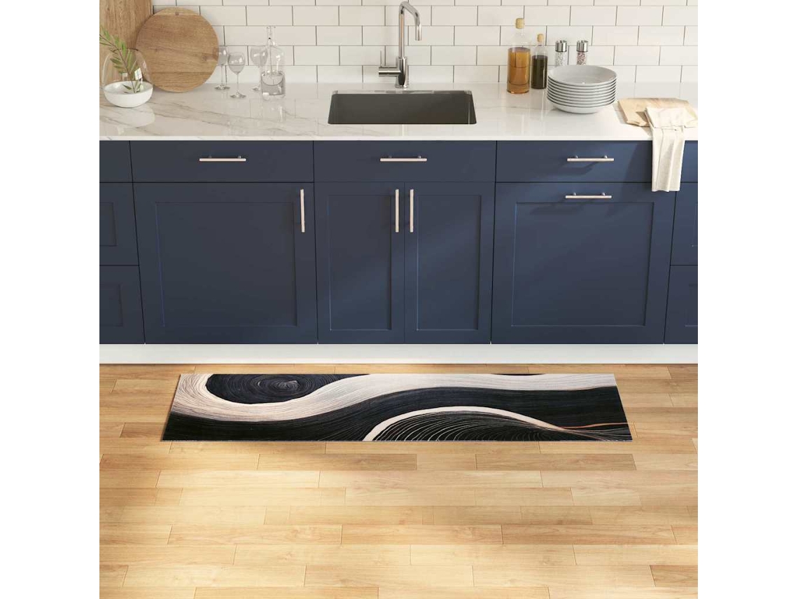 Vidaxl Tapete De Cozinha Preto 150 X 45 Cm Veludo