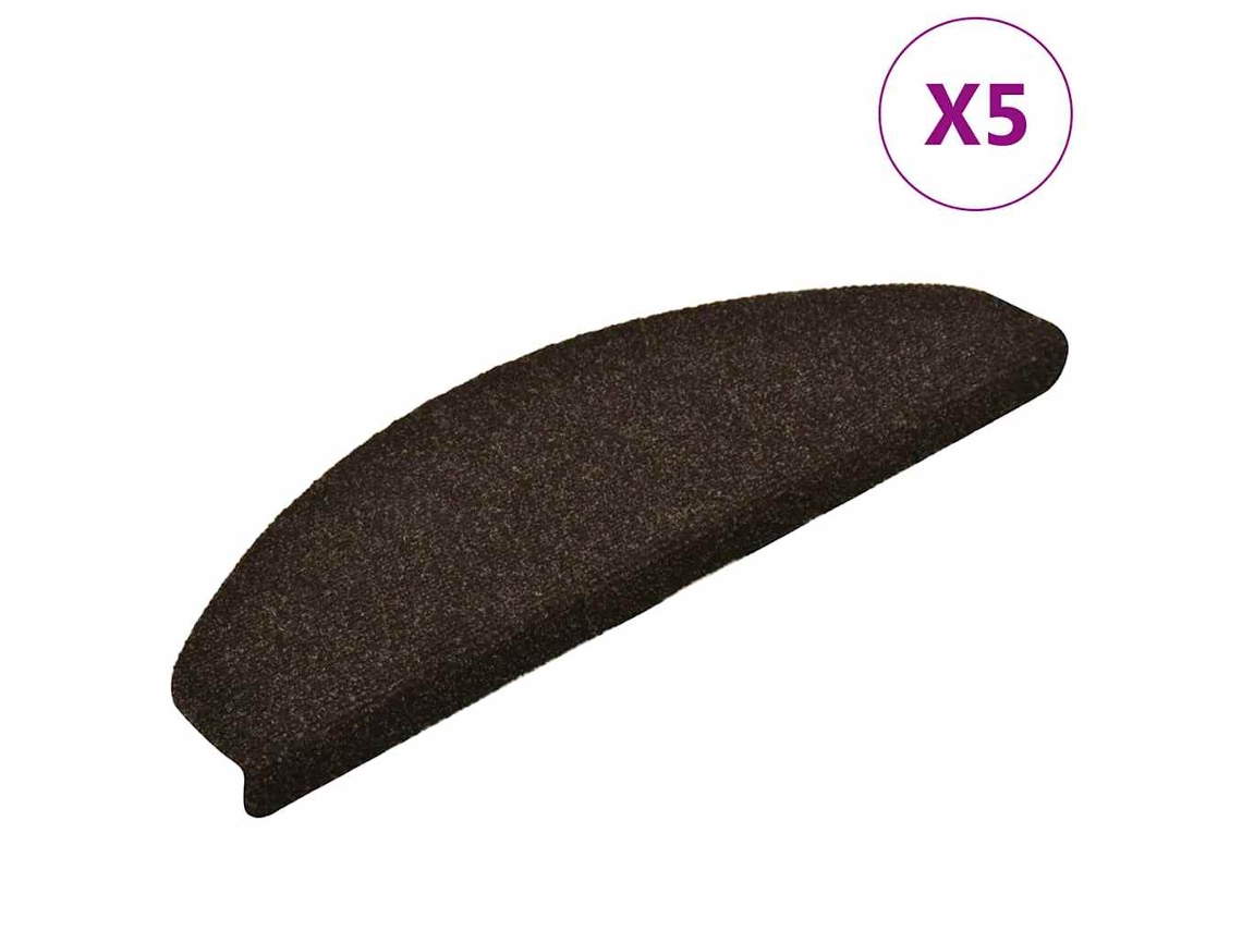 Maison Exclusive - Tapetes De Escada Autoadesivos 5 Peças 65x21x4 Cm Marrom Escuro Semicircular Grande