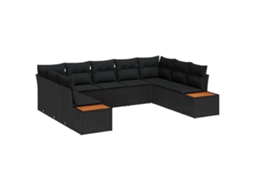 Conjunto 5 Sofá Exterior Vidaxl Preto Vime Pe (289 X 209 X 85 Cm)