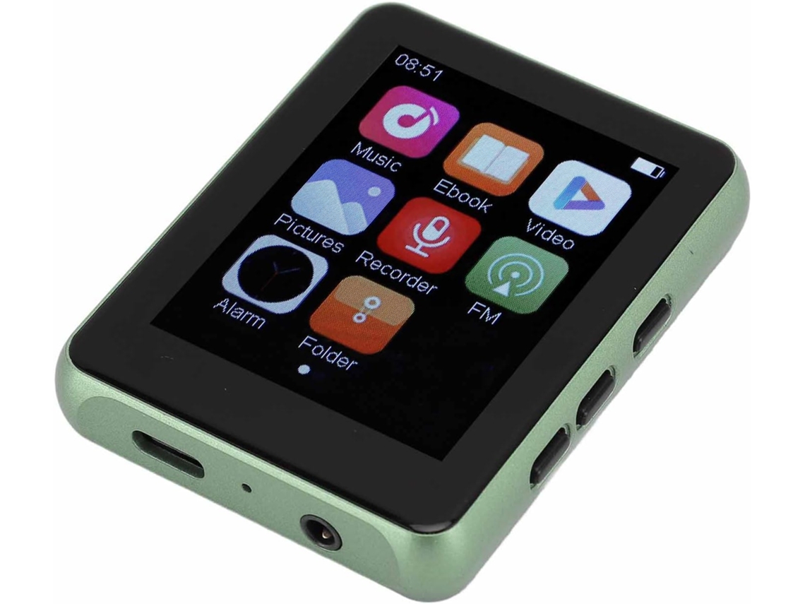 Reprodutor de MP3/MP4, Bluetooth, tela de 1 polegada, alto-falante portátil com HiFi sem perdas, áudio digital de 2,4".