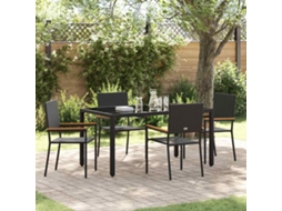 Vidaxl Conjunto De Jantar Para Jardim 5 Unid. Preto Vime Pe