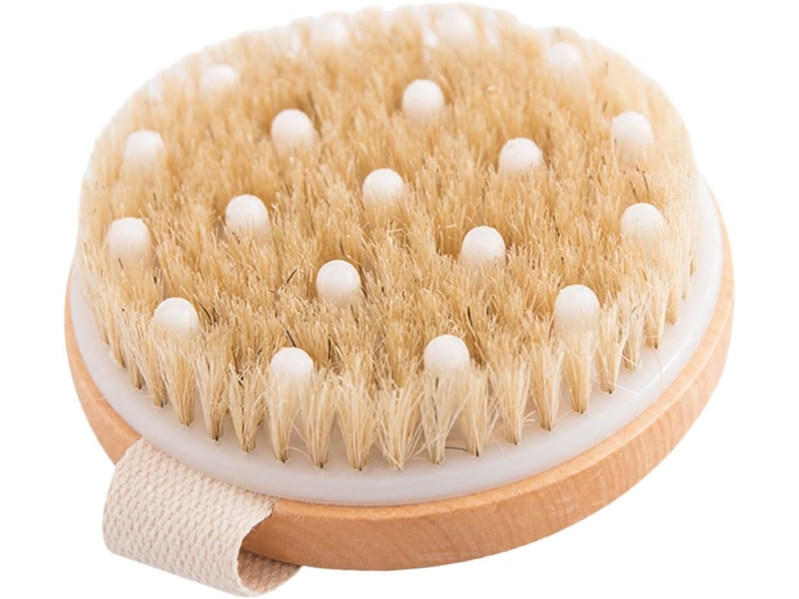 Escova De Banho Madeira Esfoliante E Massageadora, Escova De Massagem Corporal Para Limpar E Relaxar A Pele Seca