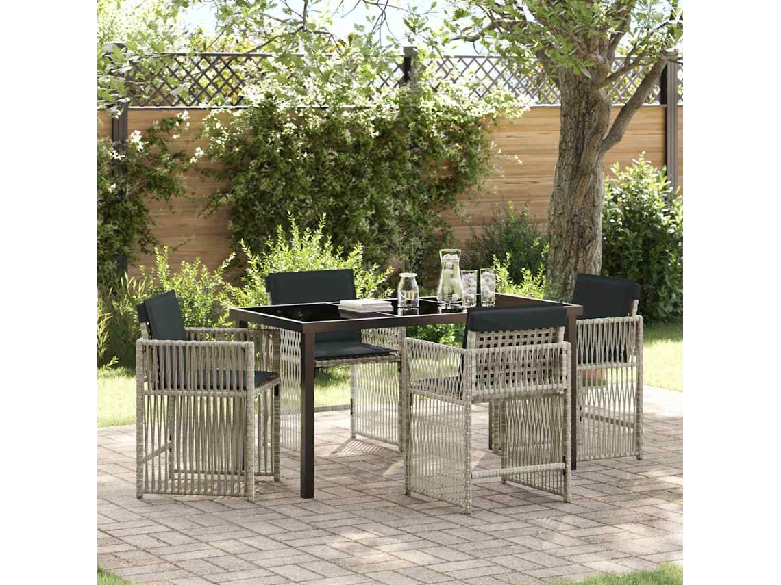 Vidaxl Conjunto de Jantar para Jardim 5 Pcs Cinzento claro Vime Pe