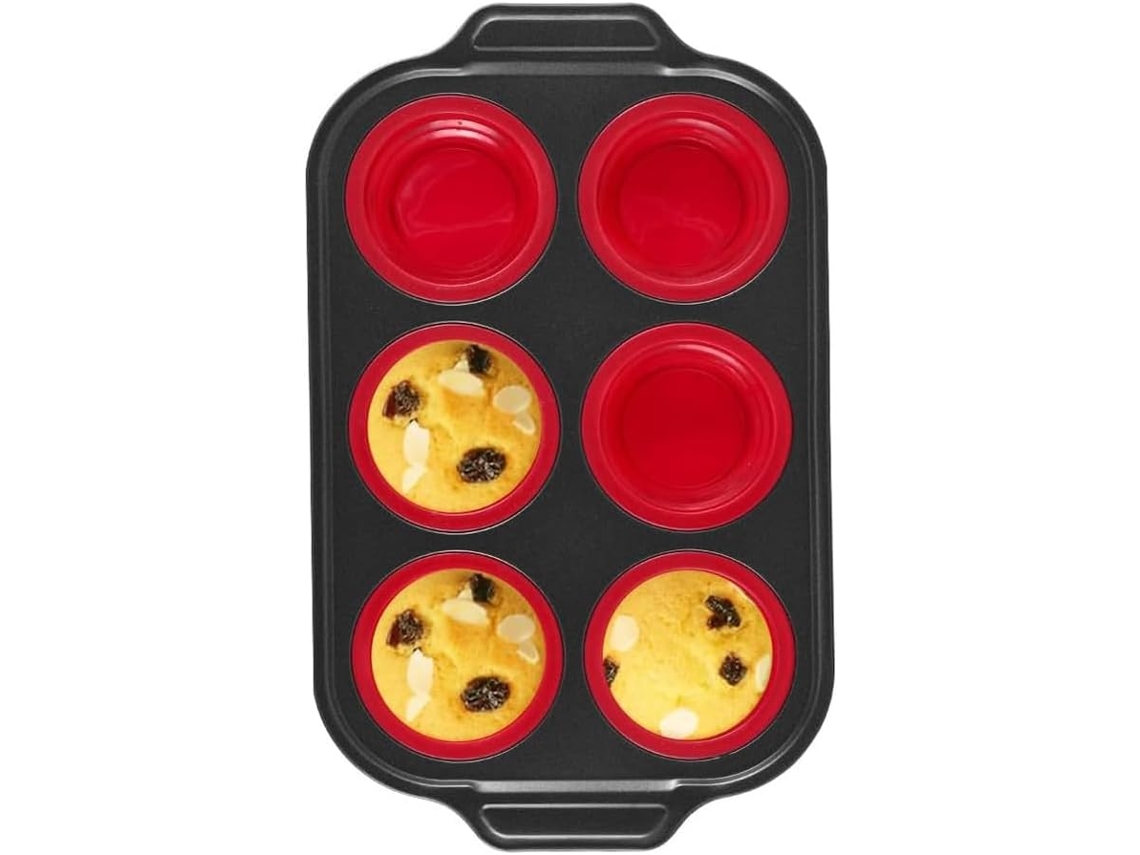 Forma De Silicone Para Muffins, Cupcakes E Outras Receitas, Em Metal, Com Capacidade Para 6 Cavidade Gokoco
