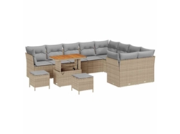 Maison Exclusive - Conjunto De Sofá De Jardim 12 Pcs Bege E Cinzento Claro