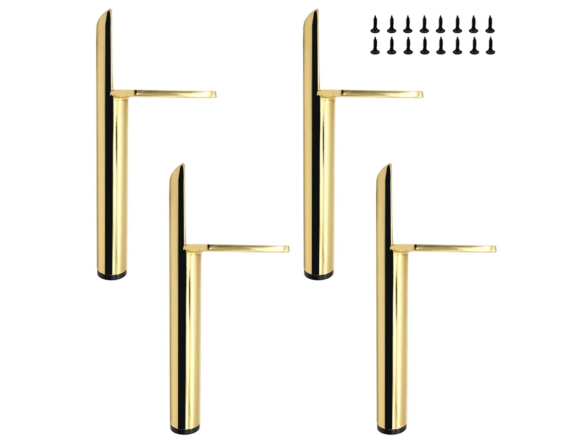 Pés De Mesa Cônicos Em Metal Dourado,15 Cm,base Antiderrapante E Silenciosa Para Sofás,mesas E Móveis Btforus