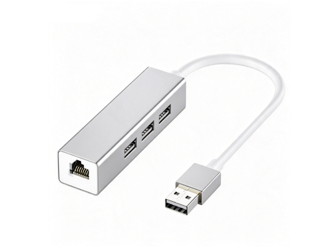 Estação De Acoplamento De Extensão Usb Com 3 Adaptadores De Rede Com Fio Usb E Divisor De Cabo De Rede Para Laptop