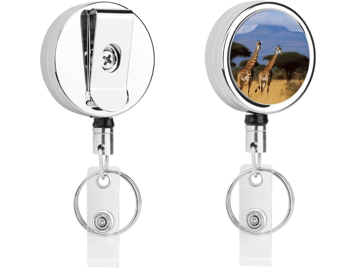 Girafas Dá Vida Floresta Africana Divertido Porta Crachás Retrátil Com Clipe Enfermeira, Chaveiro Fofo, Porta