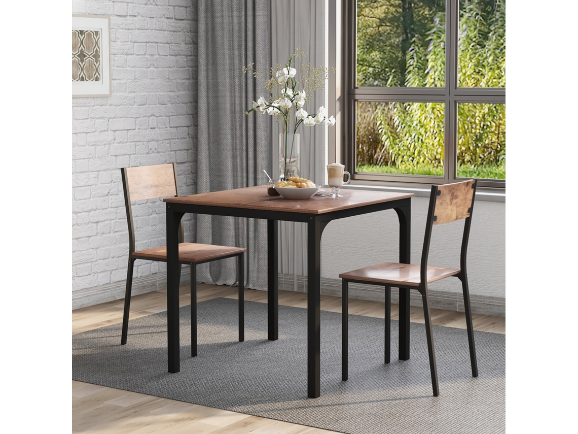 Conjunto De Jantar Com 2 Cadeiras, Ideal Para Varanda, Sala De Jantar E Sala De Estar, Estilo Vintage Marrom. Descrição